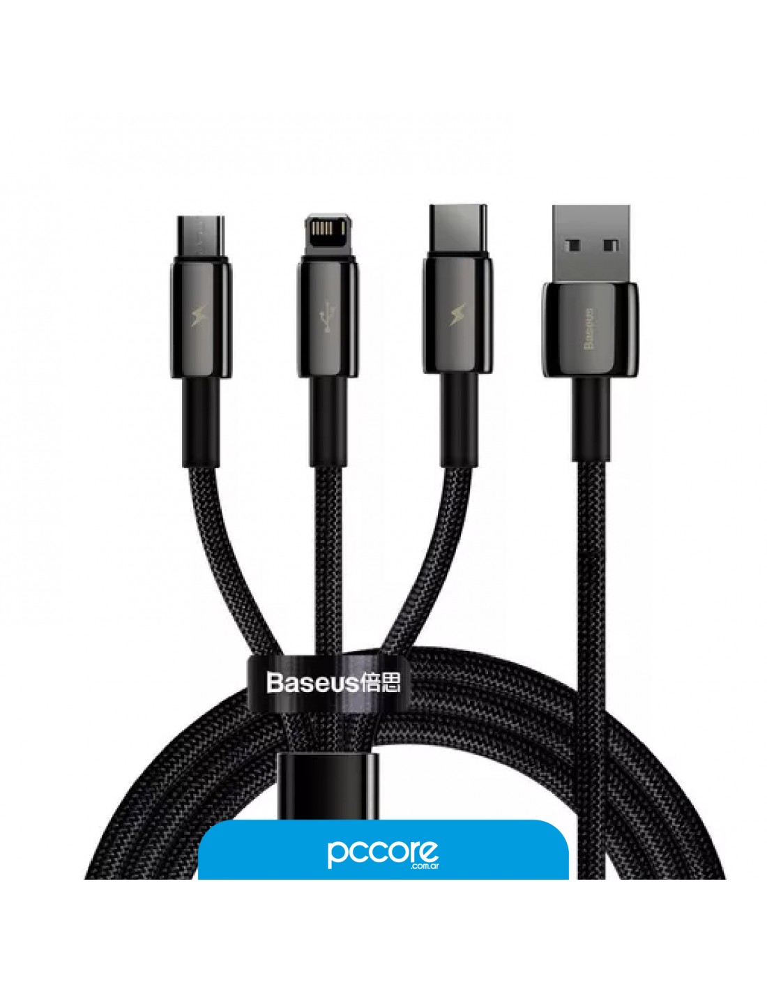 Cable Usb Baseus 3 In 1 Tungsten Gold 1.5M 3.5A Micro+Light+C