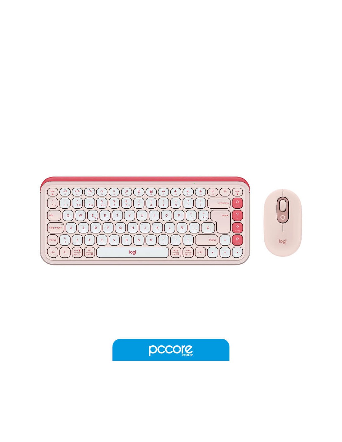Teclado Y Mouse Inalámbrico Logitech Pop Icon Rosa USB + Bluetooth