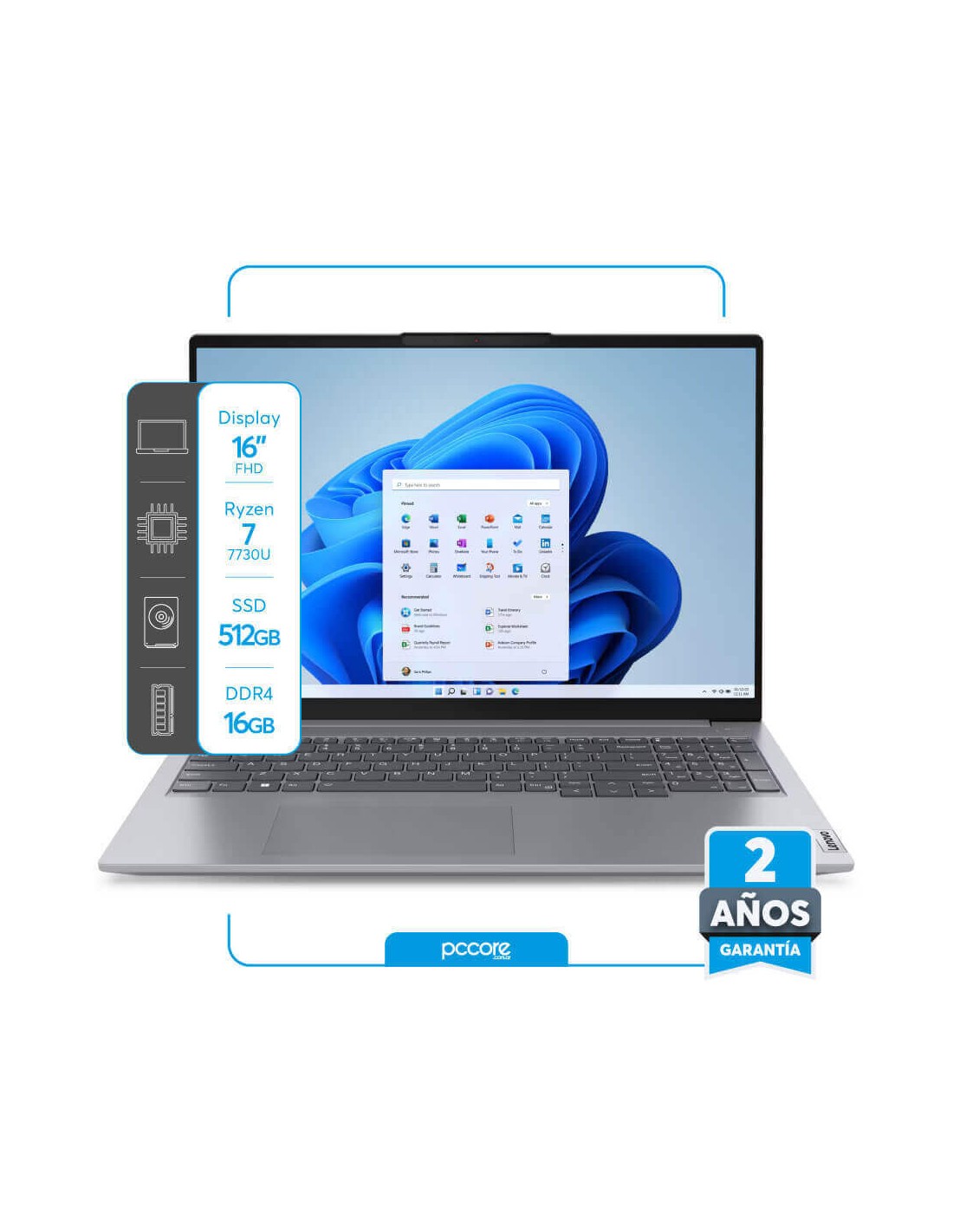 Notebook Lenovo Thinkbook G6 Ryzen 7 7730U 16GB 512SSD 16 FHD FreeDos Garantia 2 años