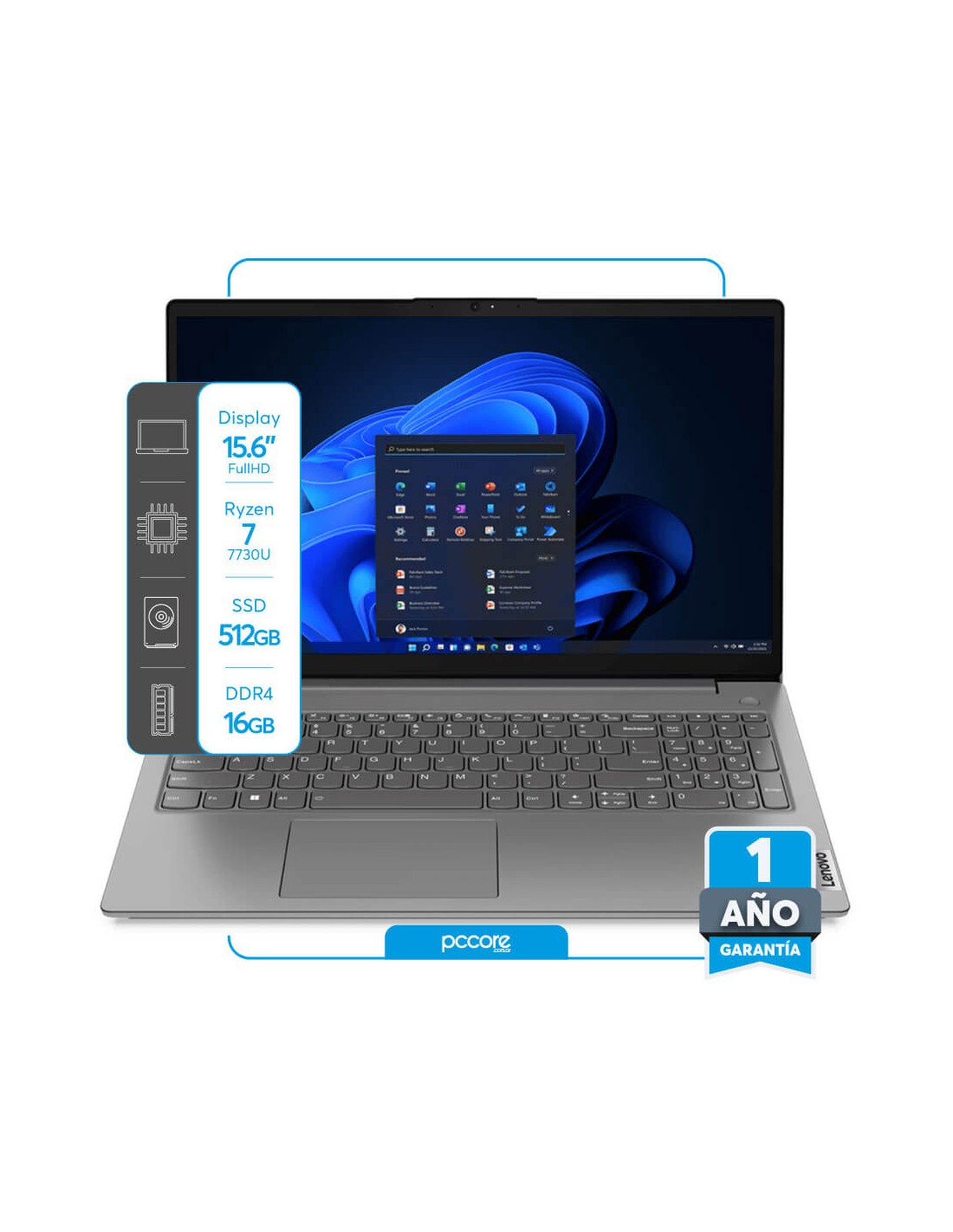 Notebook Lenovo V15 G4 Ryzen 7 7730U 16GB 512SSD 15.6 FHD FreeDos