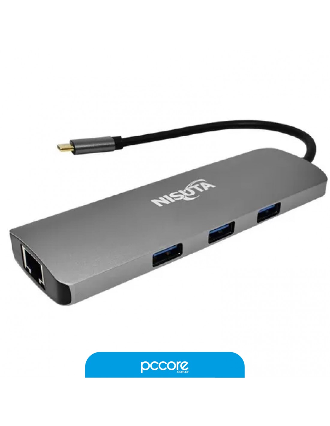 Hub Usb Nisuta Usb C A Hdmi + UsbX3 + MicroSD + Rj45 NS-UCD2