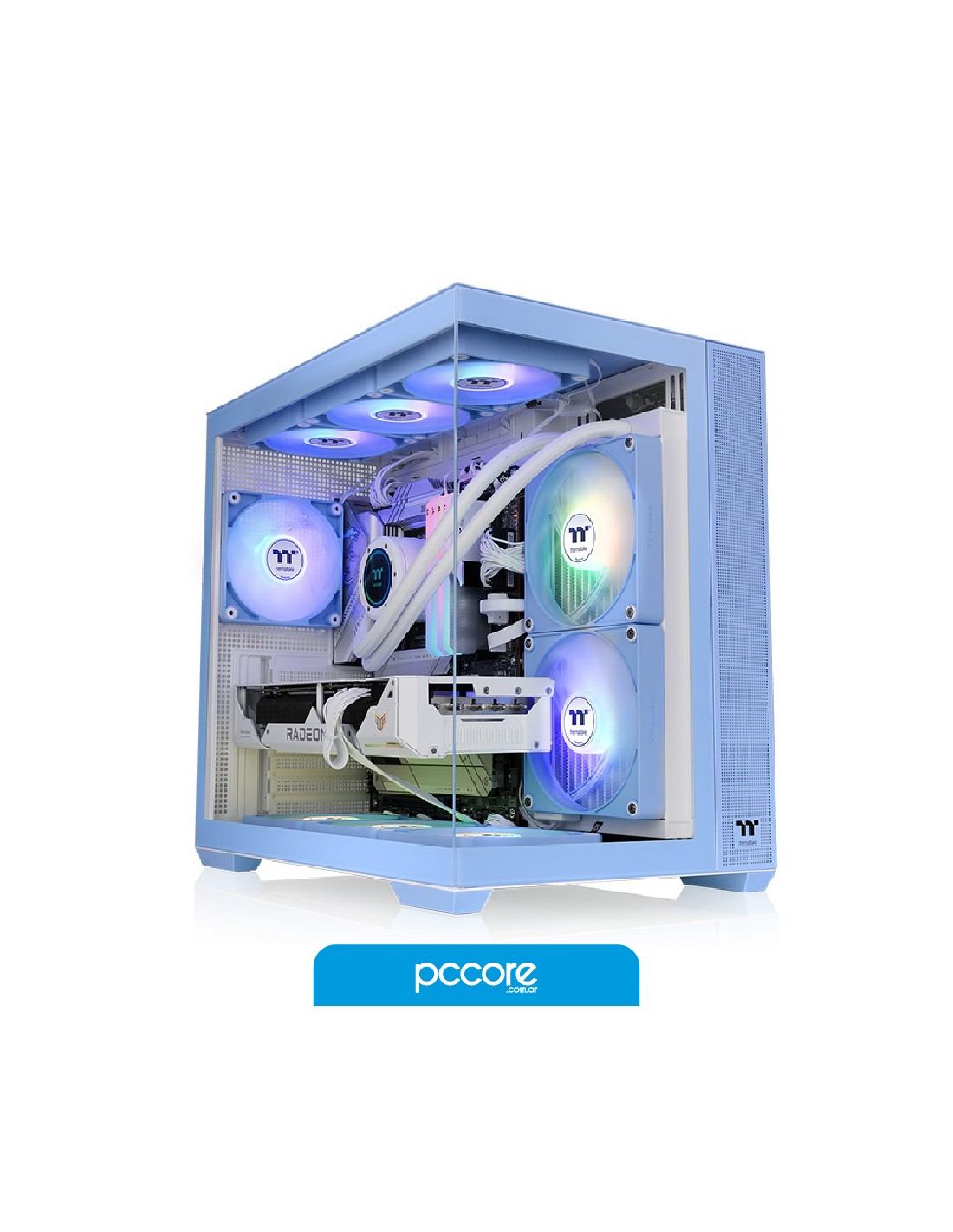 Gabinete Thermaltake View 380 TG ARGB Hydrangea Blue Templado