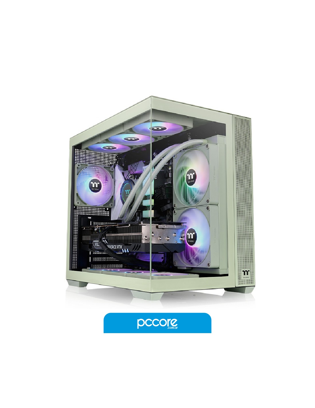 Gabinete Thermaltake View 380 TG ARGB Matcha Green Templado