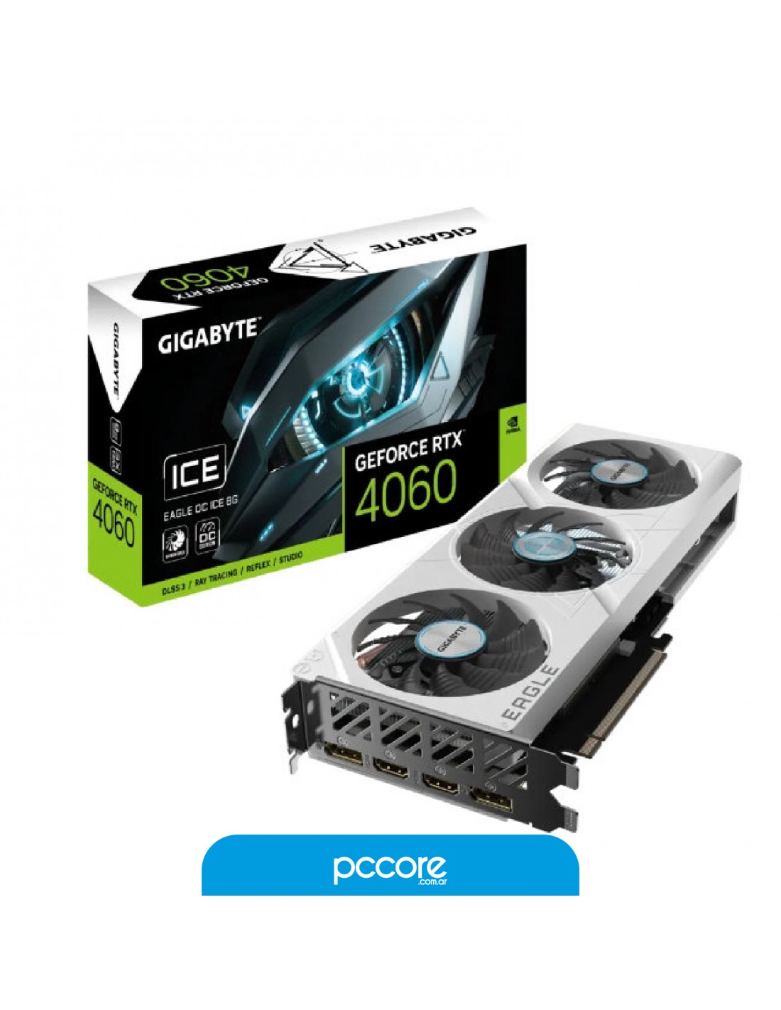Placa De Video Gigabyte RTX 4060 Eagle Ice OC 8GB 3X White