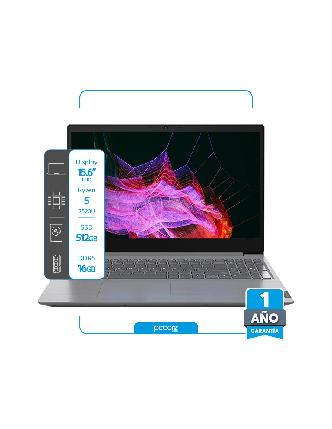 Notebook Lenovo V15 G4 Ryzen 5 7520U 16GB DDR5 512SSD 15.6 FHD FreeDos