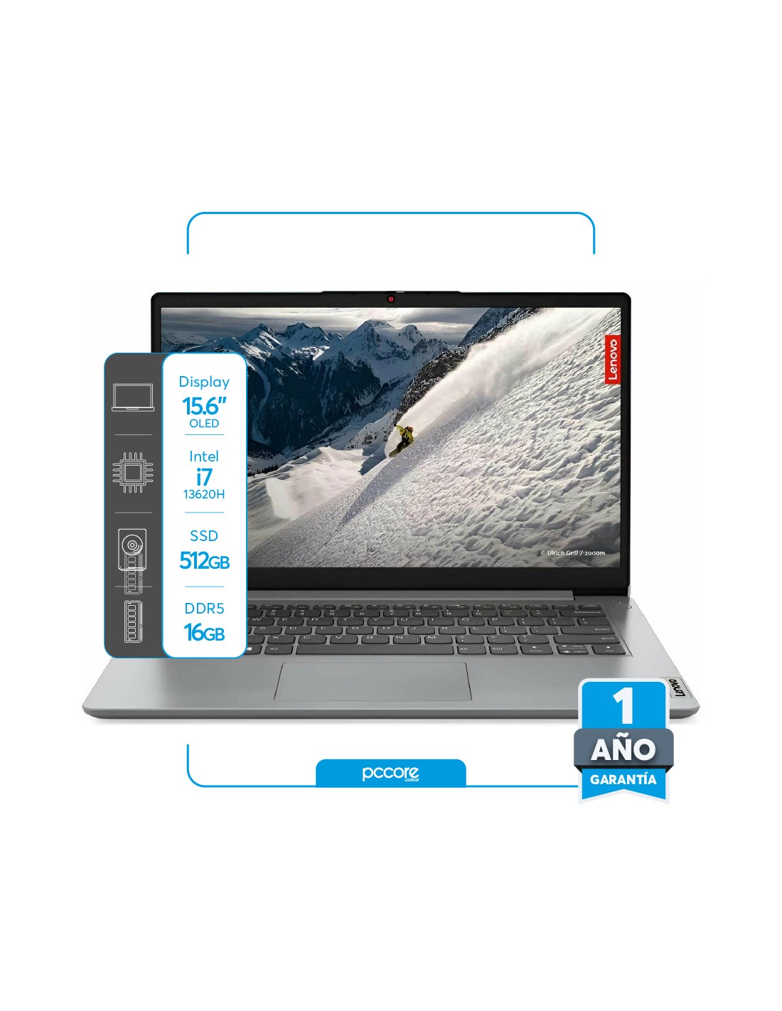 Notebook Lenovo IP1 Intel I7 13620H 16GB DDR5 512SSD 15.6 FHD IPS FreeDos Ingles