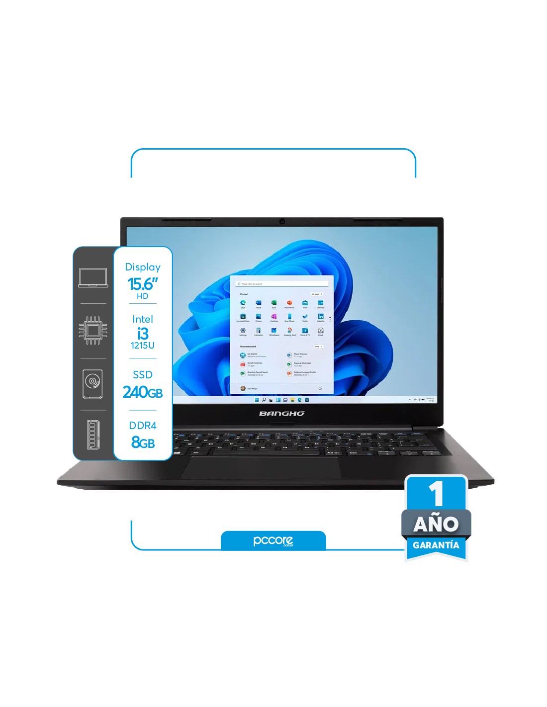 Notebook Bangho Max L5 I3 1215U 8GB 240SSD 15.6 FreeDos Lan