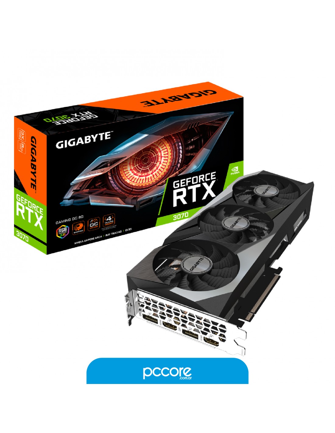 Placa De Video Gigabyte RTX 3070 Gaming 8GB OC 1.0