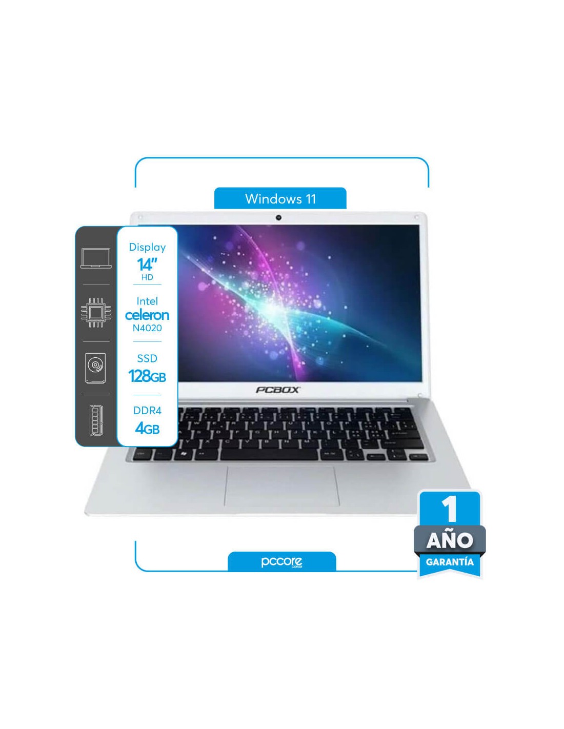 Notebook Pcbox Fire GLW2 Intel N4020 4GB 128SSD 14 HD Win11 Cloudbook