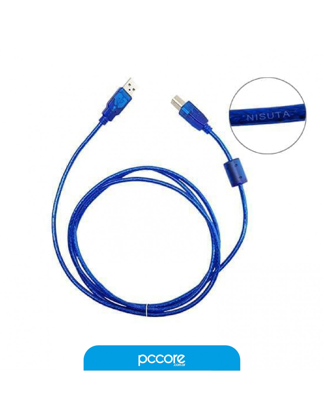 Cable Nisuta USB B 2.0 Printer 1.8M Mallado Ns-Cusb2