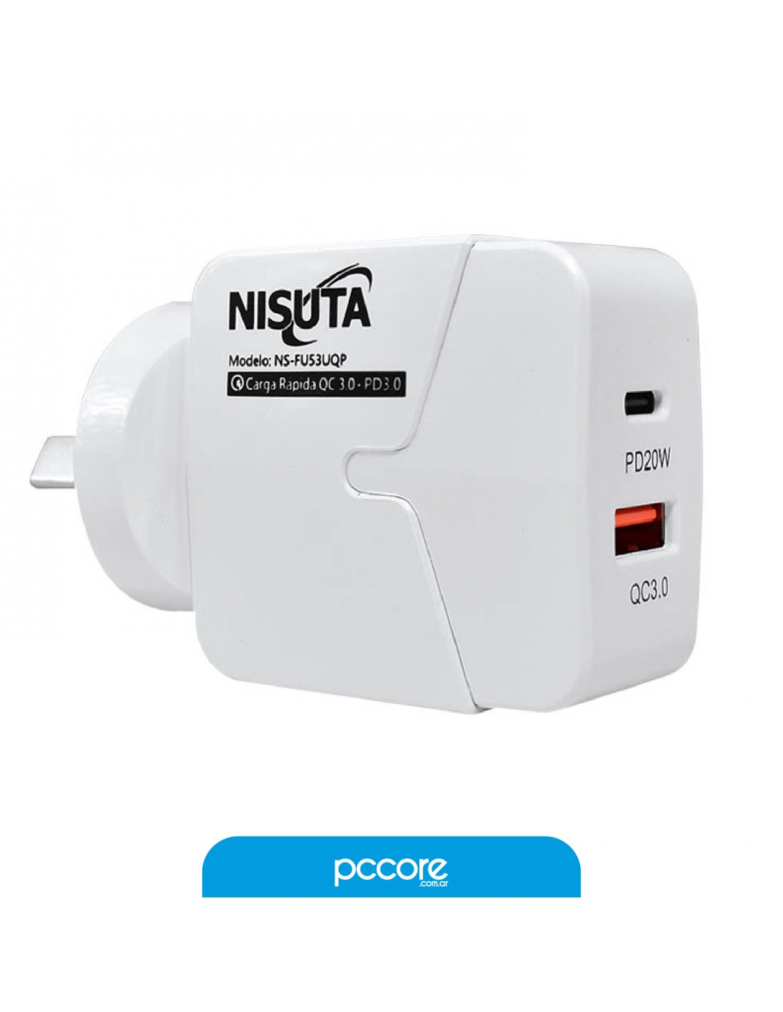 Cargador Nisuta Usb Tipo A + Tipo C PD NS-FU53UQP