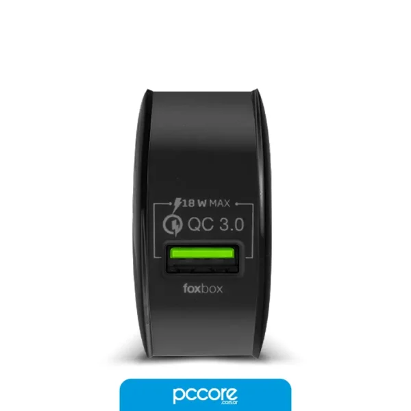 VOLTNEGRO-16 Cargador USB FoxBox VOLT QC Cable Prism Lightning Negro