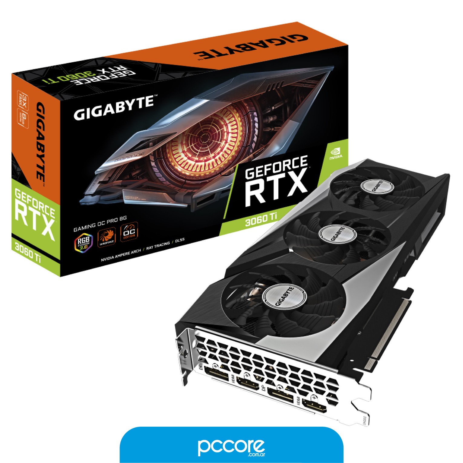 Placa De Video Gigabyte RTX 3060 TI Gaming 8GB OC 8GD