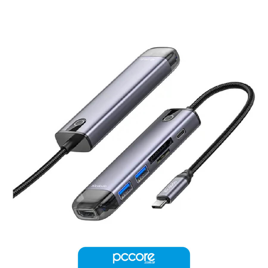 Hub Usb Mcdodo 6 In 1 Usb C A USB 3.0 x2 / HDMI 4K / Micro SD / USB C PD HU-7740