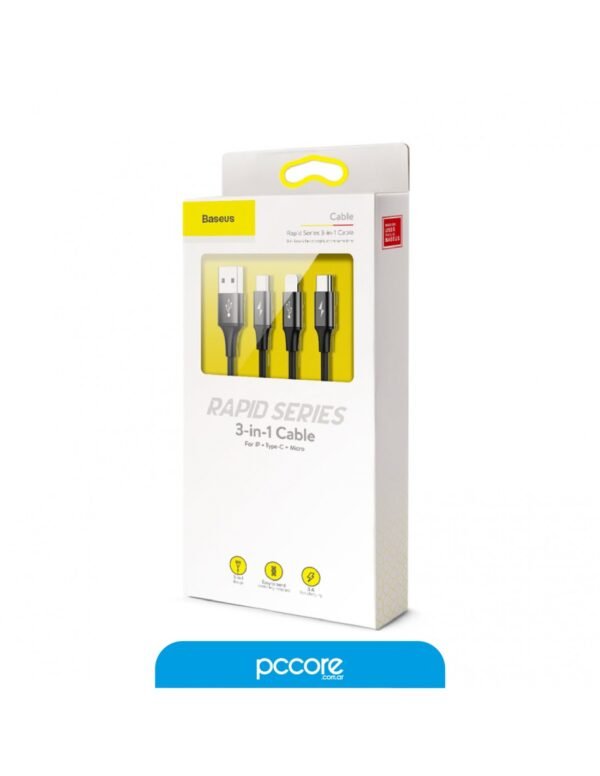 Cable Usb Baseus 3 In 1 1M Micro+Light+C A00046