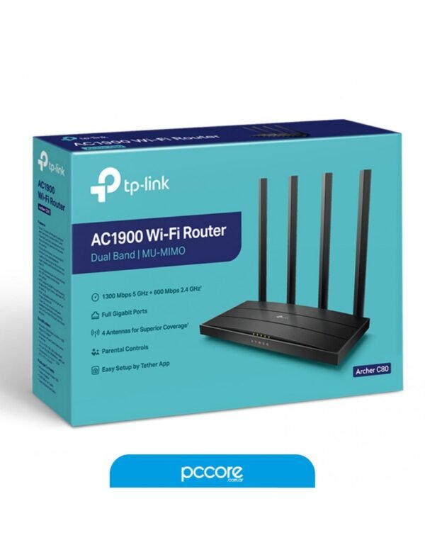 Router 4p Tp-Link Archer C80 AC1900 Doble Banda