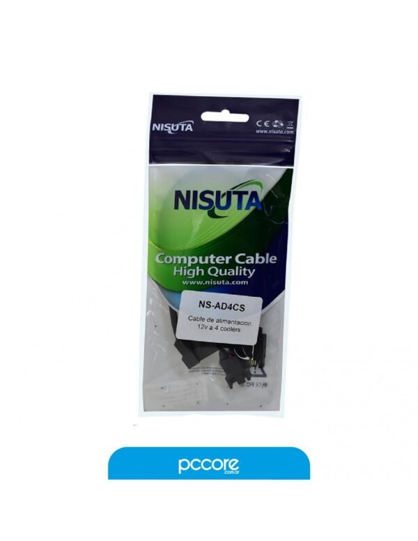 Adaptador Nisuta Alimentación Sata A 4 Pines Cooler x4 NS-AD4CS