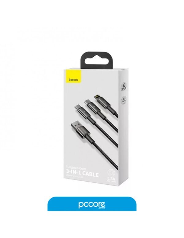 Cable Usb Baseus 3 In 1 Tungsten Gold 1.5M 3.5A Micro+Light+C