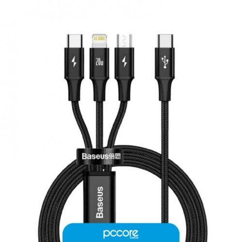 Cable Usb Baseus 3 In 1 Rapid Data 1.5Mts Usb C A Micro+Light+C