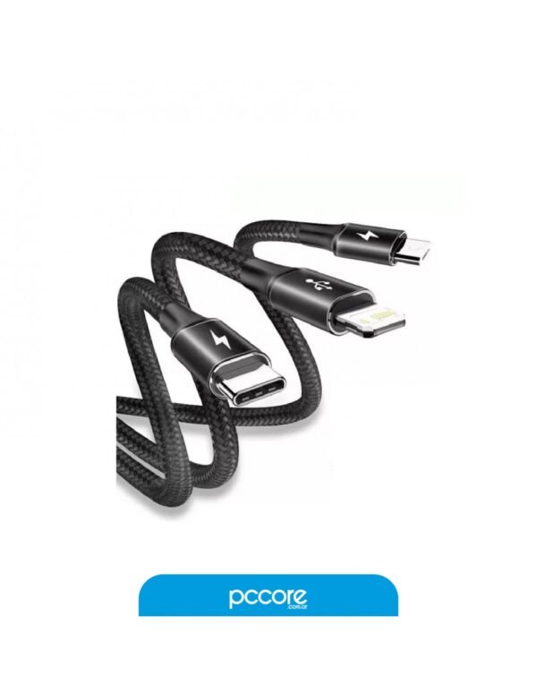 Cable Usb Baseus 3 In 1 Rapid Data 1.5Mts Usb C A Micro+Light+C