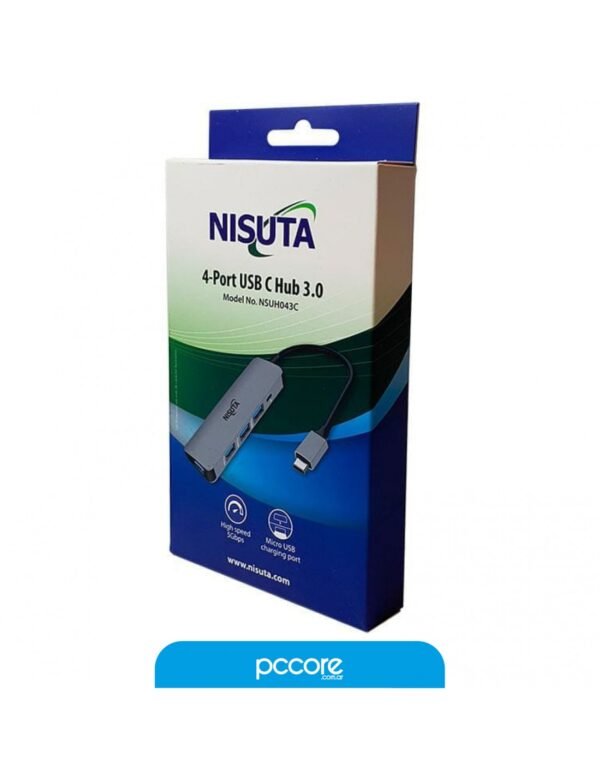 Hub Usb Nisuta Tipo C 3.1 A 4 Puertos Usb Tipo A Ns-Uh044C