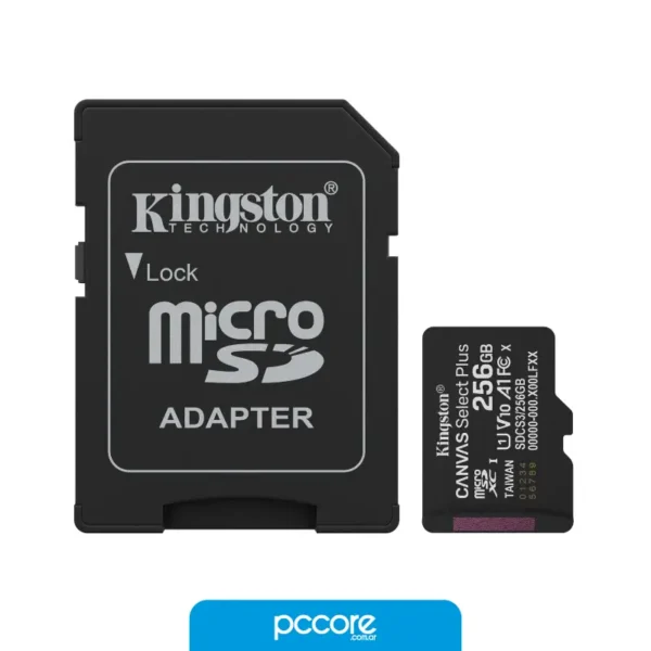 256CANVASELECT (2) Memoria Micro SD 256GB Kingston Canvas Select Plus SDXC Gen3 V10 A1 150MB/s