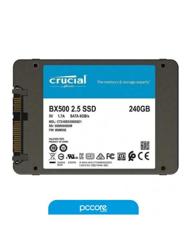 Disco Solido SSD 240GB Crucial BX500 S-ATA