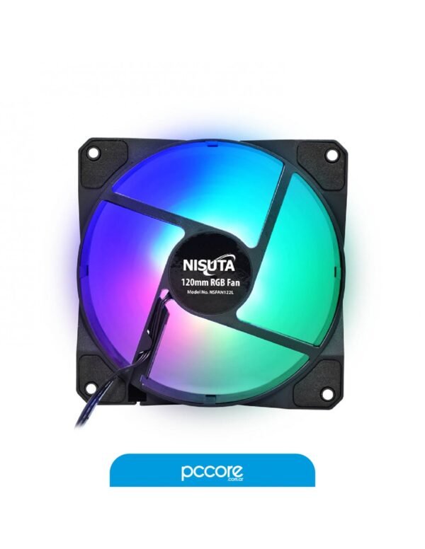 Cooler Fan PC Nisuta NS-FAN122L 120X120X25 RGB 4 Pines X2