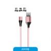 Cable Usb Foxbox Magnet 3 Fichas Micro+Lightning+Type-c Rosa