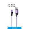 Cable Usb Foxbox Magnet 3 Fichas Micro+Lightning+Type-c Violeta