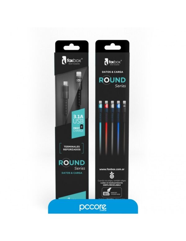 Cable Usb Foxbox Round Lightning a Type-C Azul