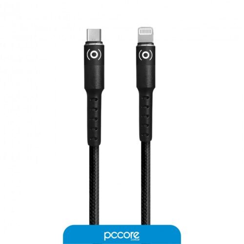 Cable Usb Foxbox Round Lightning a Type-C Negro