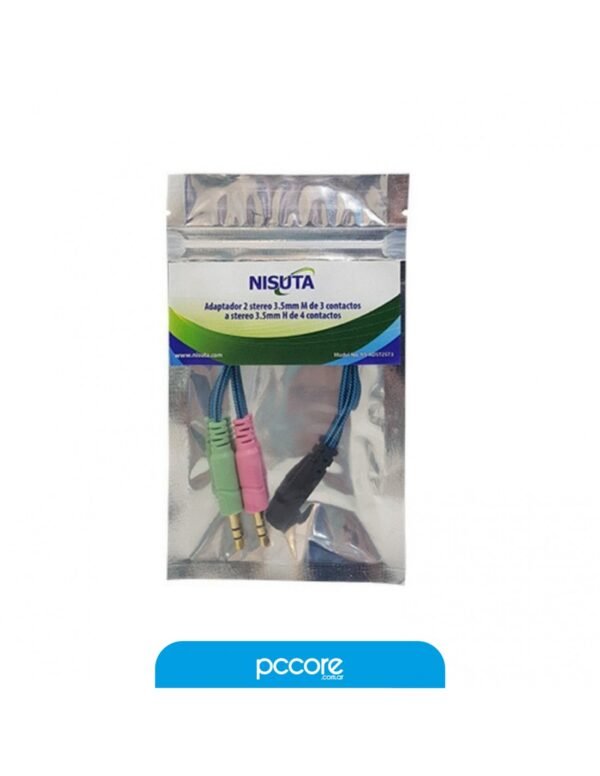 Adaptador Nisuta Plug 3.5MM 1 Hembra A 2 Machos Ns-Adst2St3