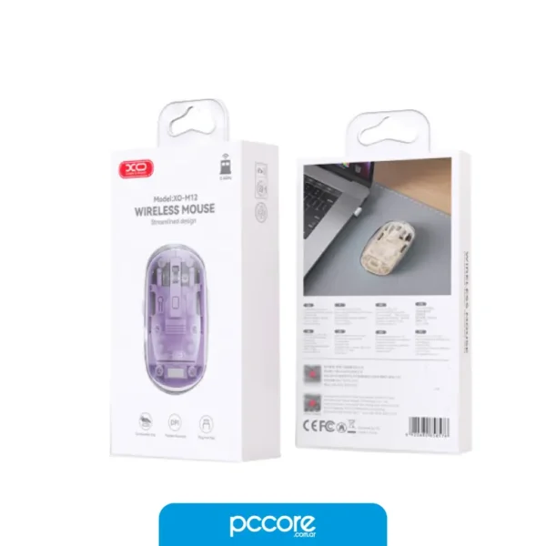 Mouse Inalambrico XO M12 Bluetooth Y USB Recargable Violeta