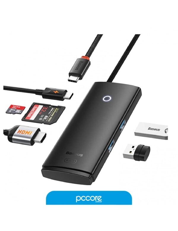 Hub Usb 6 In 1 Usb C A Usb A 3.0 x2 / Hdmi 4K / MicroSD Baseus Lite Black