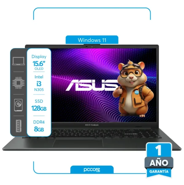 Notebook Asus Vivobook GO I3 N305 8GB 128SSD 15.6 FHD Win 11 Ingles