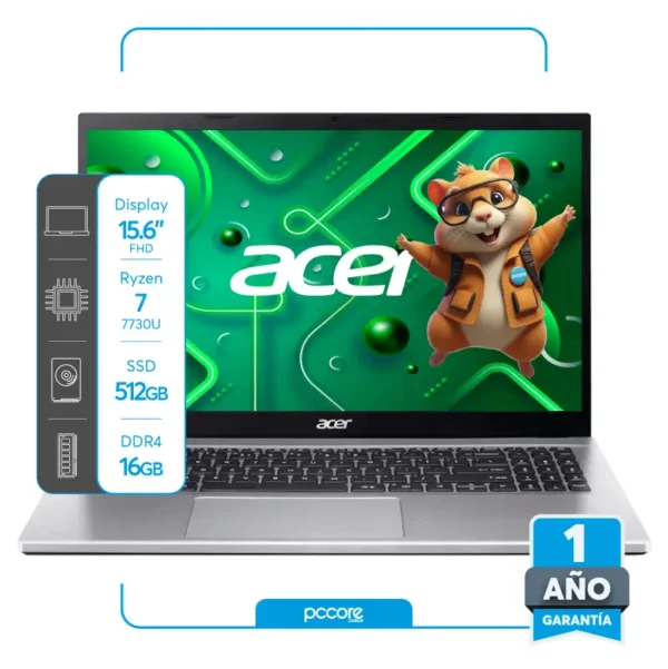 Notebook Acer A325-42 Ryzen 7 7730U 16GB 512SSD 15.6 FHD IPS FreeDos Ingles