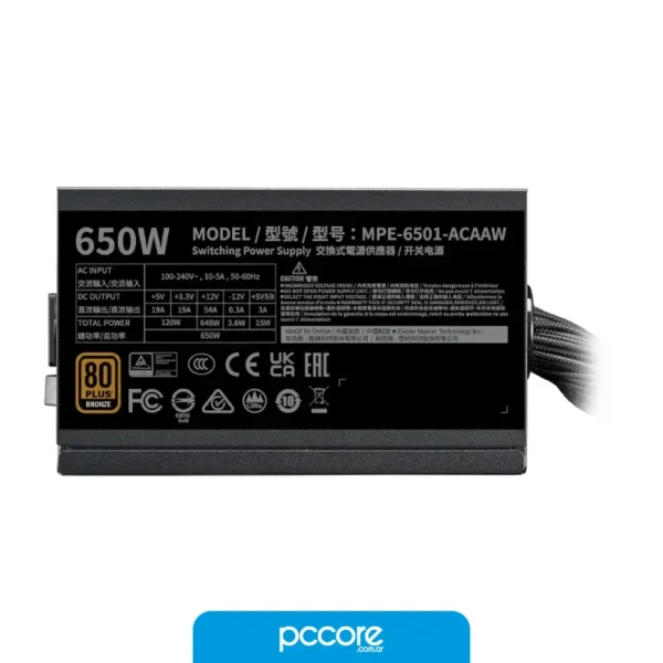 fuente 650w cooler master v3 80 plus gold fuente 650w cooler master v3 80 plus gold