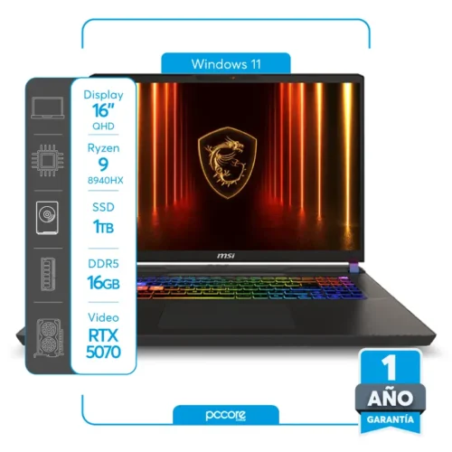 Notebook MSI VECTOR Ryzen 9-8940HX 16GB 1TB RTX5070 TI 12GB 16′ QHD 240hz Win11 Notebook MSI VECTOR Ryzen 9-8940HX 16GB 1TB RTX5070 TI 12GB 16′ QHD 240hz Win11