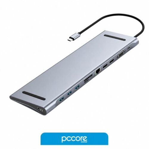 Hub Usb 11 In 1 Usb C A Usb C PD / Hdmi 4k x2 / VGA / Usb 3.0 x3 / RJ45 / SD / MicroSD / Jack 3.5 / Baseus