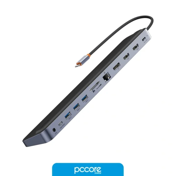 hub usb 12 in 1 docking usb c a hdmi 4k x2 / dp 4k / rj45 / sd / microsd / usb 3.0 x3 / usb c pd / jack 3.5 baseus elitejoy