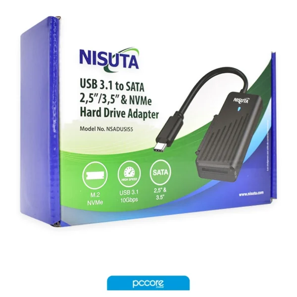 conversor nisuta usb 3.0 a sata y nvme m.2 p/ disco 3.5 ns adusis5