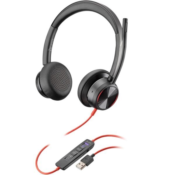 Auricular con Micrófono Poly Blackwire 8225 USB-A Microsoft Teams Certified + Adaptador USB C-A 8X225AA