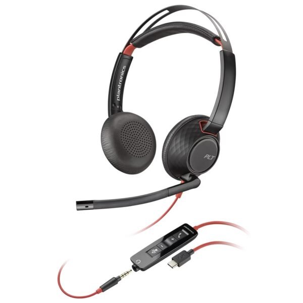Auricular con Micrófono Poly Blackwire 5220 USB-C + Conector de 3,5 mm + Adaptador USB-C/A -8X231AA