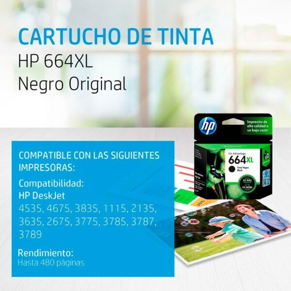 Cartucho Hp Deskjet 1115 2136 Original 664xl Negro 664xl