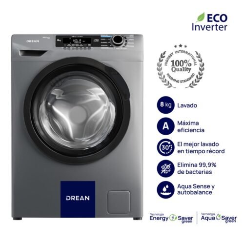 Lavarropas Automático Drean Lcfdr0814sg 8kg 1400rpm Inverter Gris