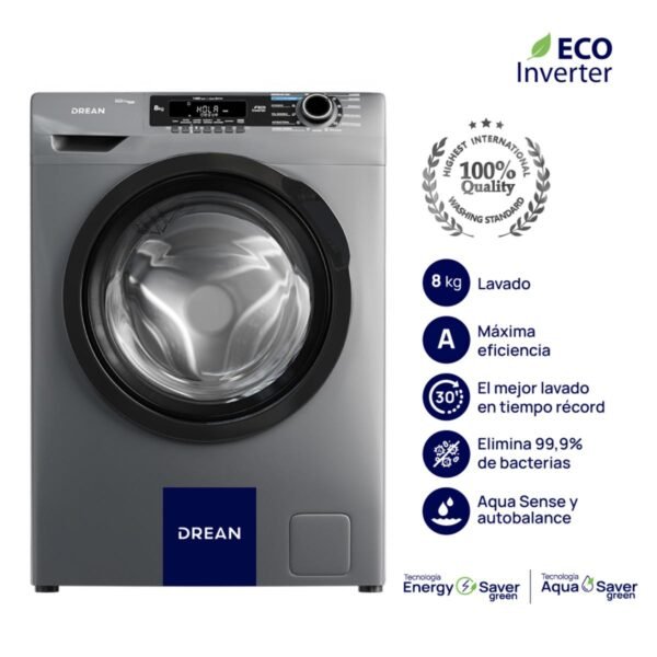 Lavarropas Automático Drean Lcfdr0814sg 8kg 1400rpm Inverter Gris Lavarropas Automático Drean Lcfdr0814sg 8kg 1400rpm Inverter Gris