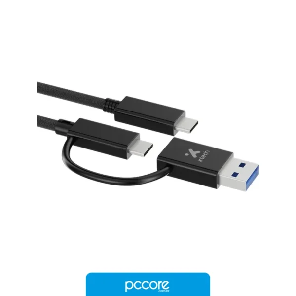 Adaptadores Adaptador Xtech, 2 en 1, usb-C a usb-C con Dongle, vista frontal