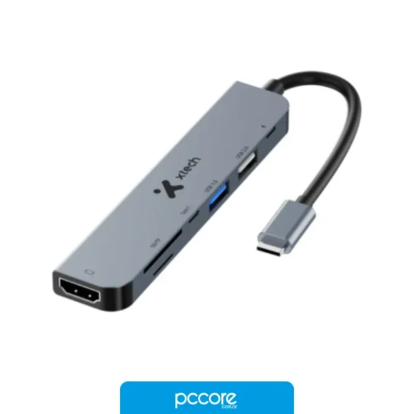 Adaptador Xtech, Multipuerto, 7 en 1 , USB C