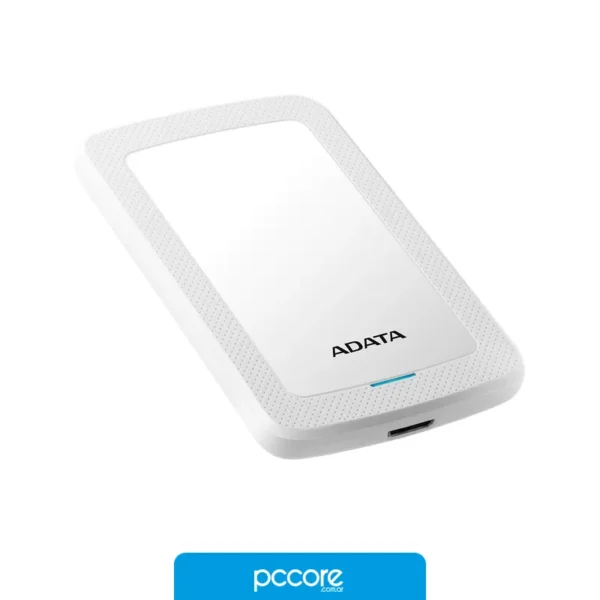 Almacenamiento Disco Externo Adata 2TB AHV320 3.2 White, vista lateral Almacenamiento Disco Externo Adata 2TB AHV320 3.2 White, vista lateral